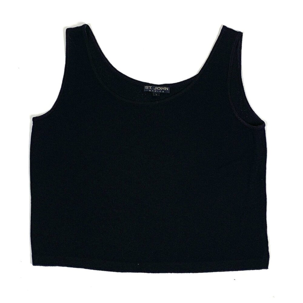 VTG St. John Basics Black Santana Knit Tank Top Women’s Sz Large